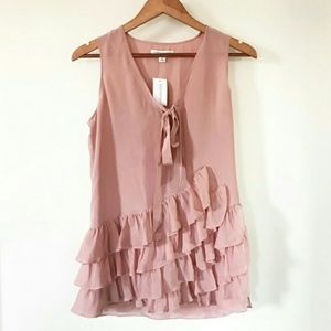 Banana Republic blush colored top with ruffles
